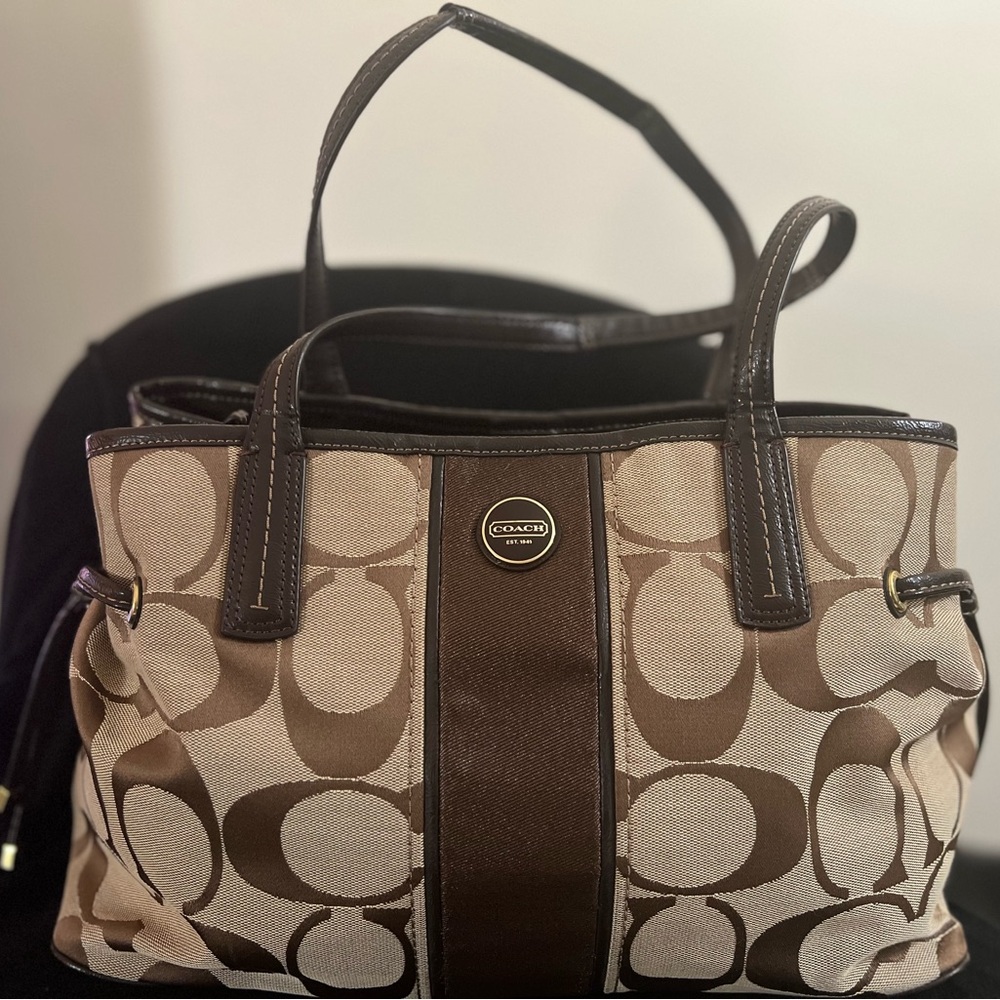 Coach Vintage 2013 Brown and Tan Signature Tote Bag